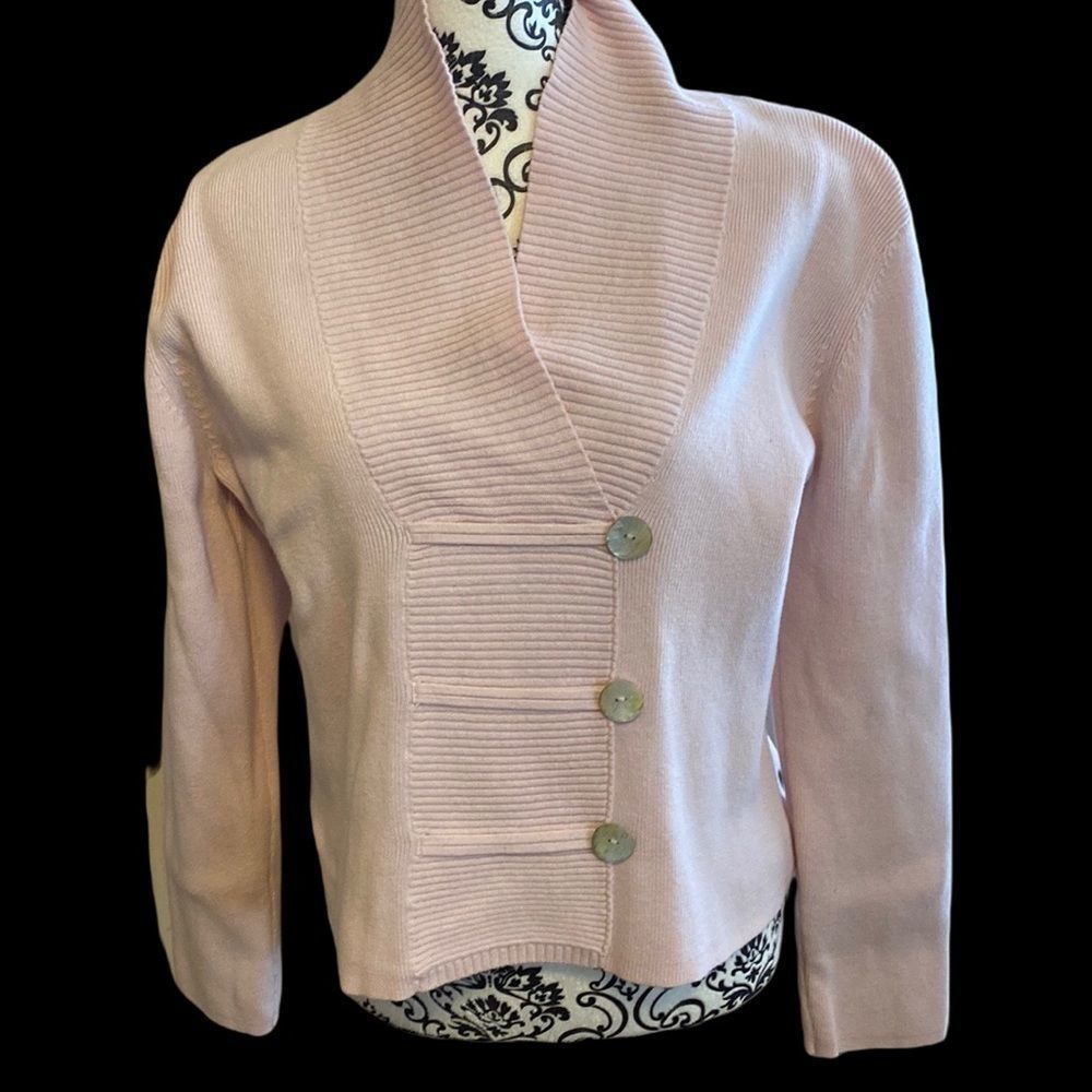 “Vintage” LIGHT PINK  Shawl Collar; Cardigan Sweater; XL; sophisticated